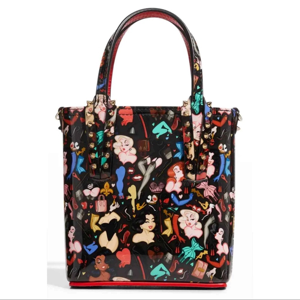 Christian Louboutin Black and Red Shoulder Bag with Structured Design